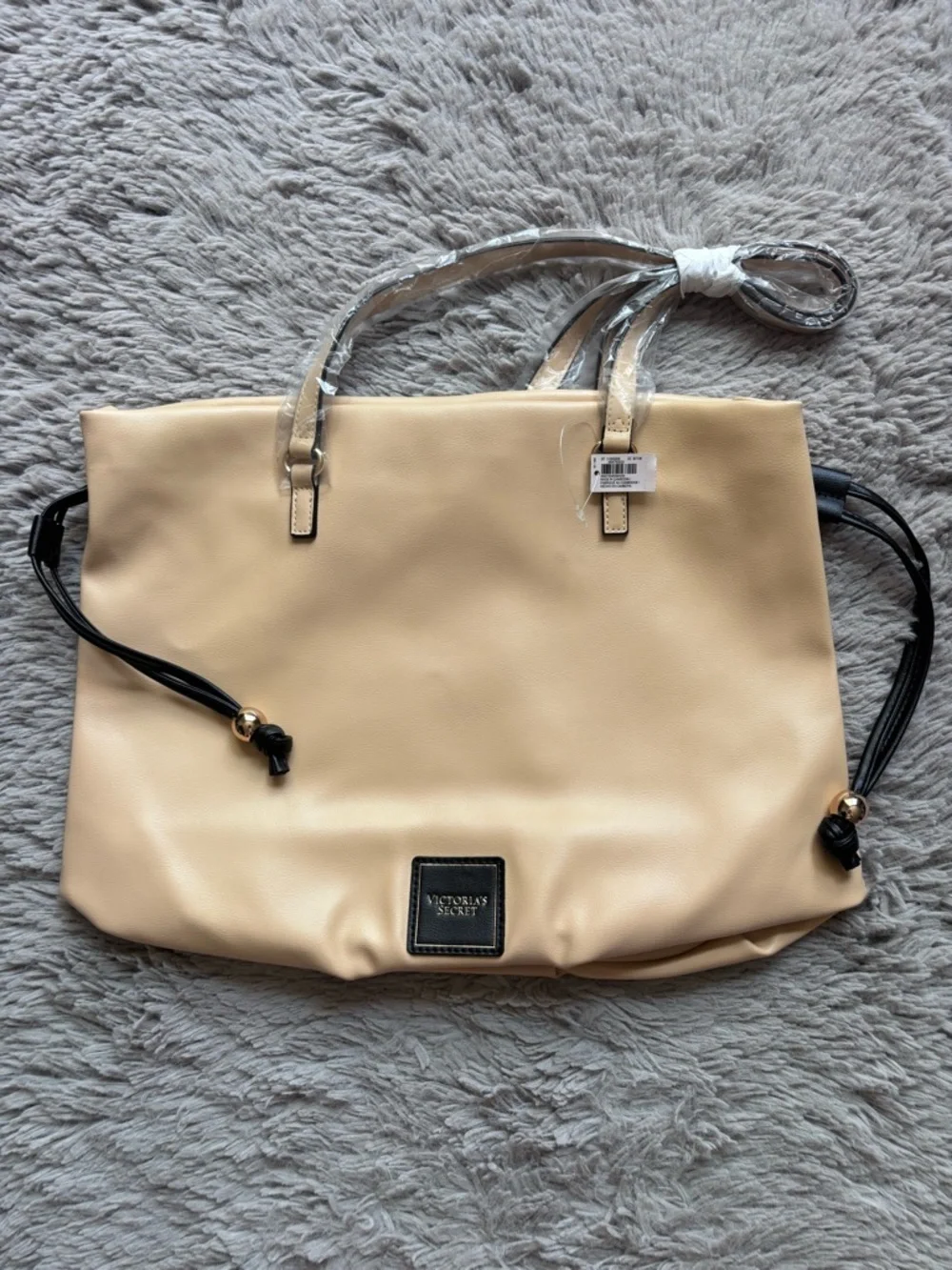 NWT Victorias Secret Cinch Top Tote Bare Faux Leather Bag Purse